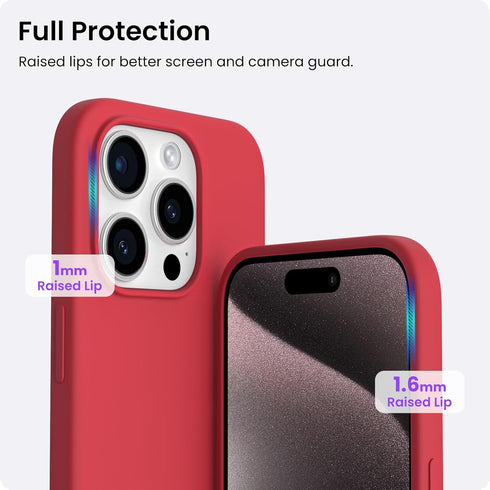 ORNARTO iPhone 15 Pro Max Case 6.7", Slim Liquid Silicone, Shockproof Protective Phone Case, Red