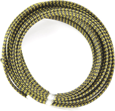 Othmro 5m/16.4ft PET Expandable Braid Cable Sleeving, Flexible Wire Mesh Sleeve Black Gold for TV Audio PC Cords
