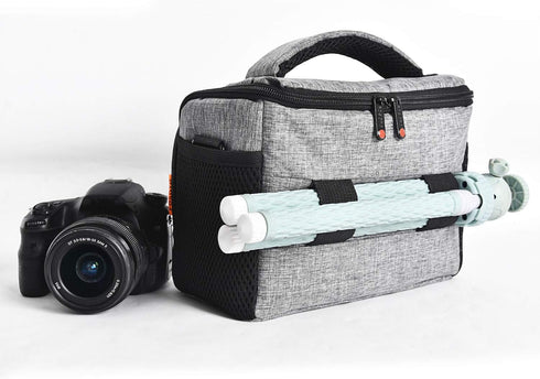 FOSOTO Stylish Compact SLR/DSLR Camera Bag Case, Waterproof, Compatible with Nikon P900, Canon EOS, Sony A73, Gray