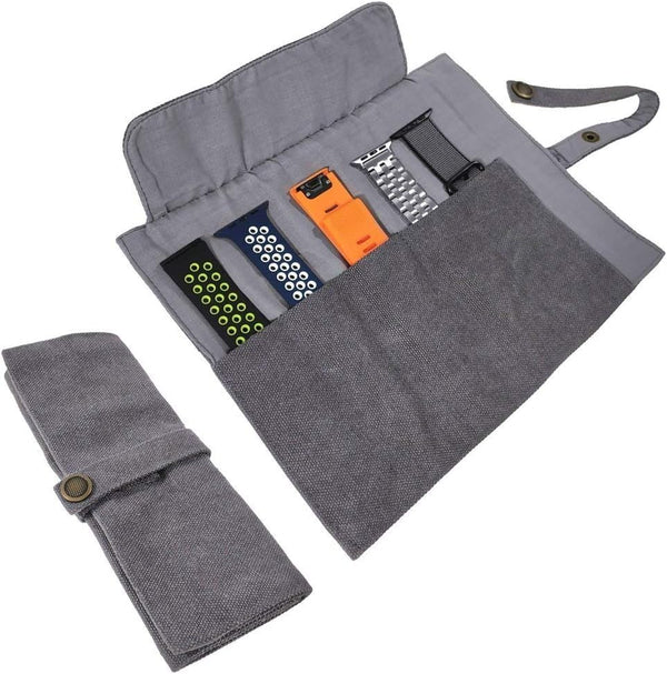 Watch Band Accessories – Smart Watch Band Cotton Canvas Portable Storage Bag Case Pouch Organizer for Apple, Garmin,