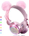 Wireless LED Light up Color Changing Girls Bluetooth Headsets - 10 Hours 5.0 Bluetooth Headphones for School, Pink