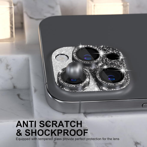 Choiche Compatible iPhone 16 Pro/iPhone 16 Pro Max Camera Lens Protector, Bling Cover with 9H Tempered Glass