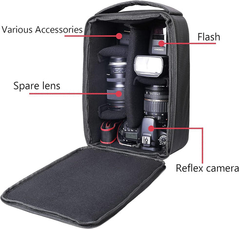 Roomy Waterproof Camera Bag Insert, Shockproof Lens Pouch for DSLR SLR with Padded Liner for Sony Canon Nikon