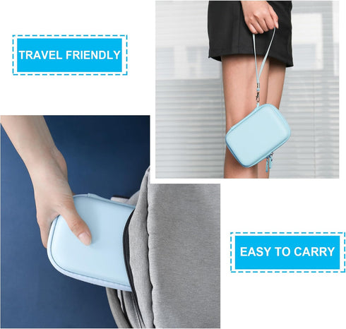 Hard Carrying Case for Fujifilm Instax Mini EVO Instant Camera, Travel Storage Case with Mesh Pocket, Blue
