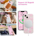UEEBAI 15 Magnetic for iPhone Case, Bow Case Compatible with MagSafe, Wireless Slim Clear Ribbon Aesthetic Phone Cover