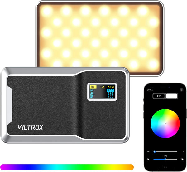 VILTROX 6000mAh RGB Video Light, Bluetooth Control On Camera Video Light, All Metal RGB Portable LED Photography