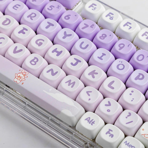Gliging Keycaps 142 Keys Purple Rabbit Cute MOA Profile, Dye-Sublimation for Cherry MX Switches Mechanical Keyboard