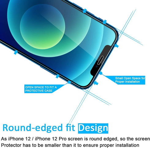 NEW'C 3 Pack Screen Protector for iPhone 12/12 Pro (6.1"), Tempered Glass, Case Friendly, Anti Scratch, Bubble Free,