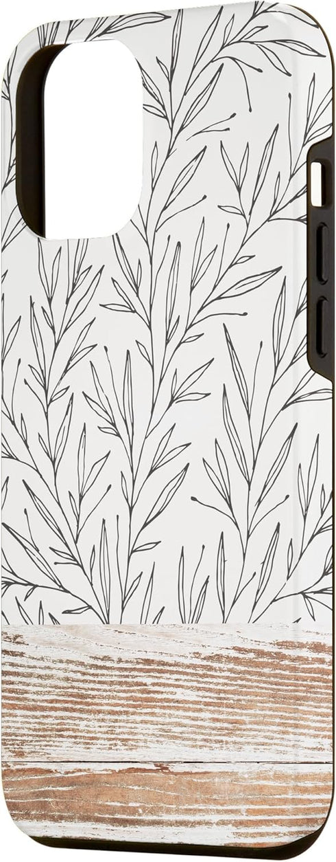 Boho Rustic Botanical Leaf Pattern Vintage Beige Case for iPhone 12 Pro Max