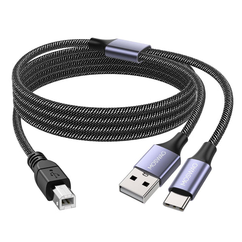 MOSWAG 2in1 USB C to B Printer Cable 5Feet/1.5M With USB A-Male