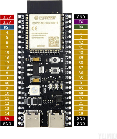 ESP32-S3-DevKitC-1-N16R8 ESP32 S3 Development Board, WiFi + Bluetooth MCU Module, Dual Type-C Microcontroller Processor