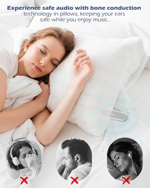 GroTawel 20-Hour Under Pillow Bluetooth Speaker for Sleep: Private Bone Conduction Portable Speaker with White Noise