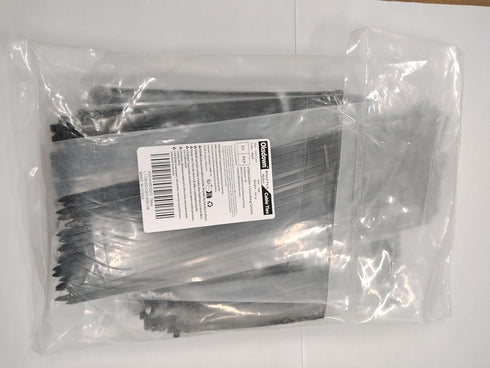 100 Pack Black Plastic Nylon Cable Ties with 60 Self Adhesive Wire Tidy Clips, 25x25mm Mount Base Holders