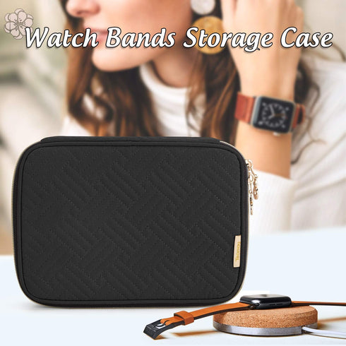 Teamoy Watch Band Storage Case, Holds 12 Watch Straps, Travel Organizer for Apple Watch Bands, Black