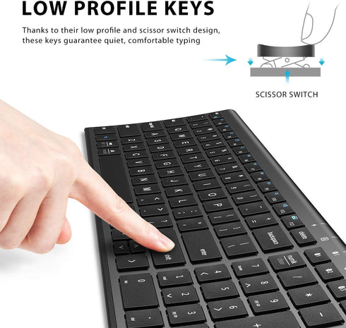 iClever BK10 Bluetooth Keyboard, Wireless Rechargeable Bluetooth 5.1 Multi Device Keyboard with Number Pad