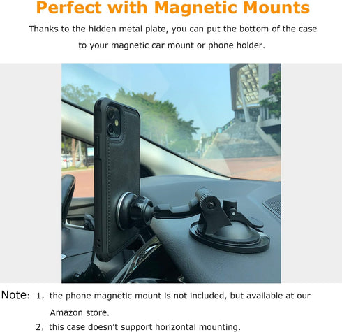 molzar MAG Series for iPhone 11 Case, Built-in Metal Plate for Magnetic Mount, Compatible with Qi Chargers