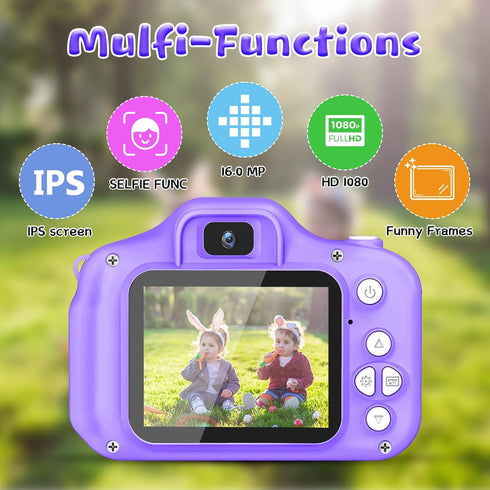 Kids Camera for Boys and Girls, GPOSY Digital Camera with 32GB SD Card, Video Recorder 1080P HD (Purple)
