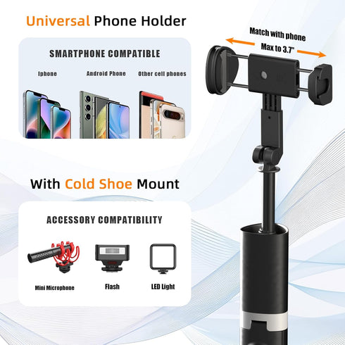 Jishane 61'' Tall Tripod for iPhone - Selfie Stick Tripod All in One Selfie Stick with Wireless Remote, Lightweight