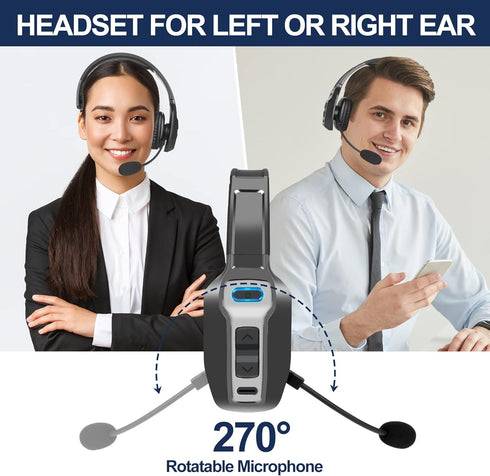 Trucker Bluetooth Headset, V5.2 Wireless Headset with AI Noise Canceling Microphone for Driver Office Call Center