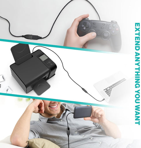 3FT USB to USB Male to Female Extension Cable, USB A Male to USB A Female Data Transfer and Charging Adapter for