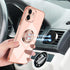 Omorro Pink iPhone 11 Case for Women, Ring Holder with Built-in 360 TPU Rotation Kickstand, Glitter Plating Rose Gold