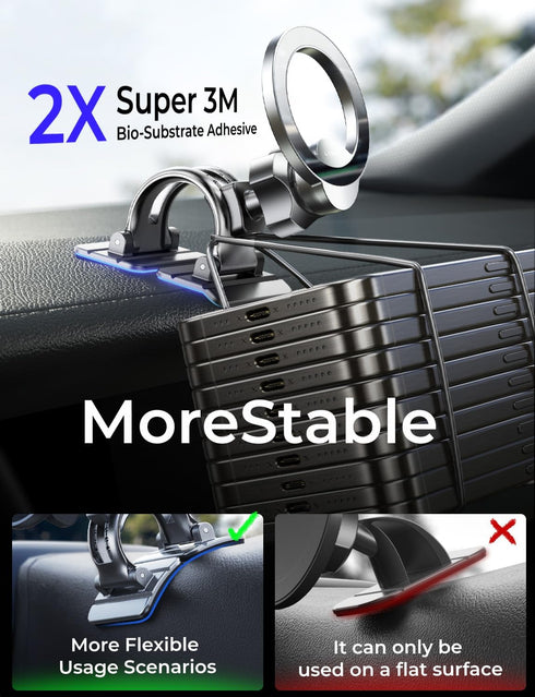 LISEN Red Car MagSafe Phone Mount, 360° Rotation Dash Mount for iPhone, Hands-Free Magsafe Car Mount for iPhone 15