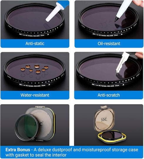 JJC 40.5mm ND Filter ND2-2000 VND Variable Neutral Density Adjustable Fader for Sony ZV-E10 II and A7CII