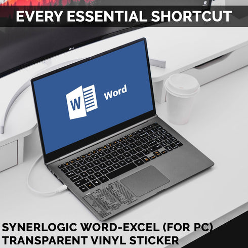 Synerlogic Word/Excel Windows Shortcut Sticker | Reference Guide Keyboard Shortcuts | Work from Home Essentials | Excel