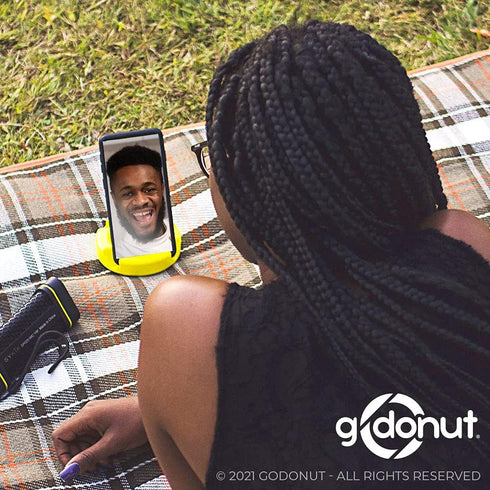 GoDonut Glazed Phone Stand - Portable Mount for Travel, Nightstand, Desk - Compatible with Tablet, iPhone & Most