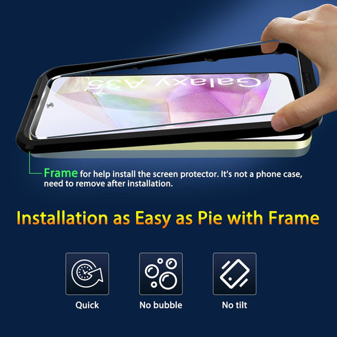 Samsung Galaxy A35 - 3 Pack Ultra HD Tempered Glass Screen & Camera Lens Protectors, 9H Hardness, Anti-Scratch, Easy