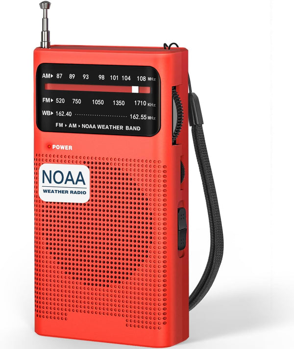 Goodes NOAA Weather Radio AM FM, Portable Radio with Loud Speaker, Headphone Jack, Battery Operated