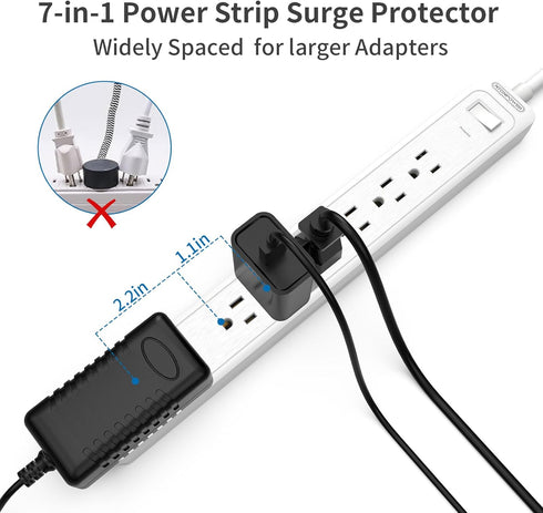 Extension Cord 25 ft, NTONPOWER Long Surge Protector, 15A Heavy Duty Power Strip with 7 Outlets