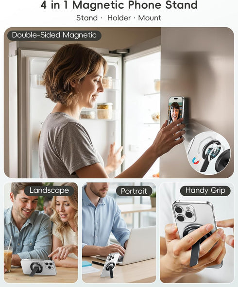 Magtame Double-Sided Magnetic Phone Stand Grip, Strong Magnetic Kickstand Desk Holder for Mag&Safe and Smartphone