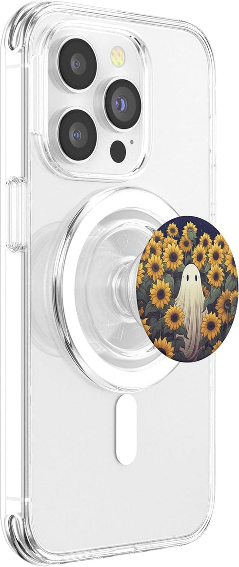 Cute Halloween Floral Garden PopSockets PopGrip for MagSafe Vintage Ghost Sunflower Pattern