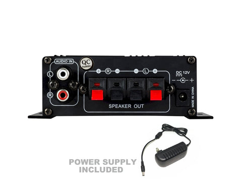 Kinter MA170+ 2-Channel Mini Amplifier, 2 x 18 W, RCA Input, with 12V 3A Power Supply, Black
