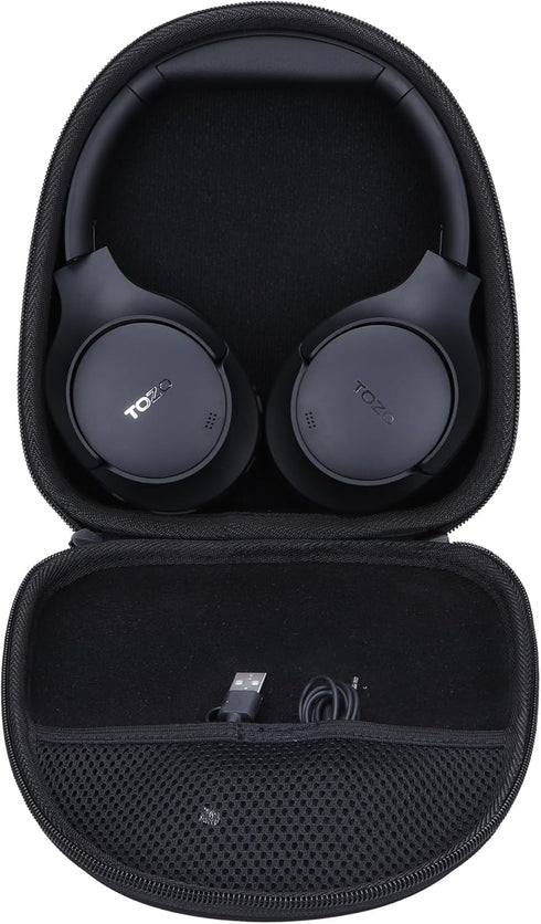 Hard Carry Case Compatible with TOZO HT2 Hybrid Active Noise Cancelling Headphones (Black Case)