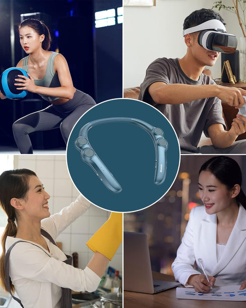 Portable Bluetooth Neckband Speakers, Wireless Wearable Speaker, 10 Hrs Playtime, CVC 8.0 Noise Cancelling (Blue)