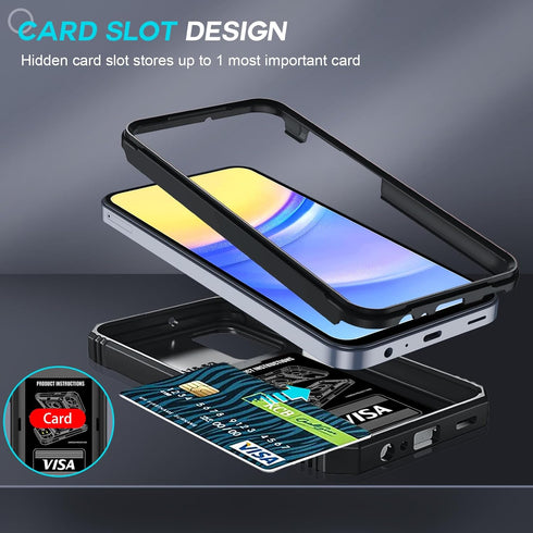 LeYi Galaxy A15 5G Case: Heavy Duty Shockproof Cover with Kickstand, Screen Protector for Samsung A15 5G, Black.