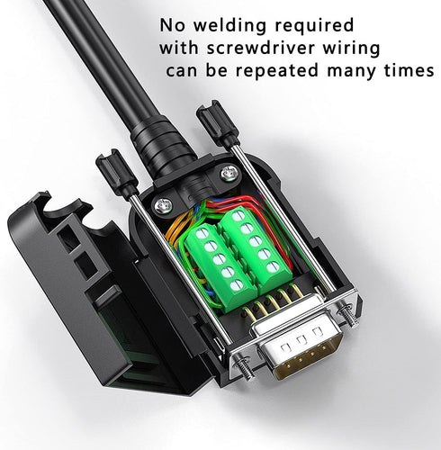 2Packs DB9 Serial Adapters, No Soldering Needed, D-SUB 9-pin RS232 RS485 Adapter to Terminal Connector with Bolts Nuts