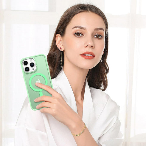 BENTOBEN iPhone 15 Pro Max Case, Slim Shockproof Green Magnetic Cover, Translucent Matte, Compatible with MagSafe 6.7"