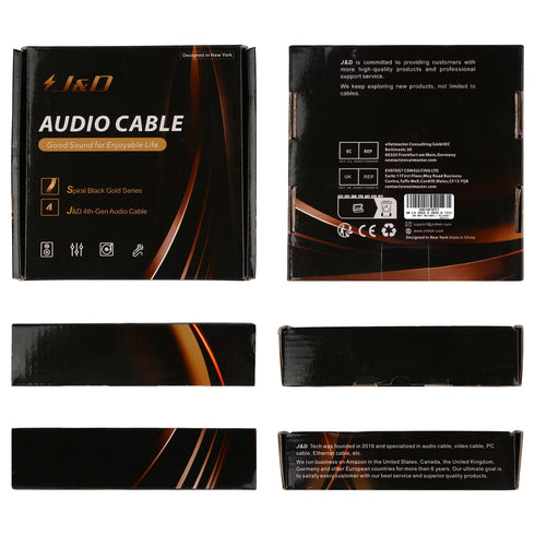 J&D Audiophiles RCA Cable, 24 AWG 2RCA Male to 2RCA Male Stereo Audio Cable, Gold-Plated, 15 Feet