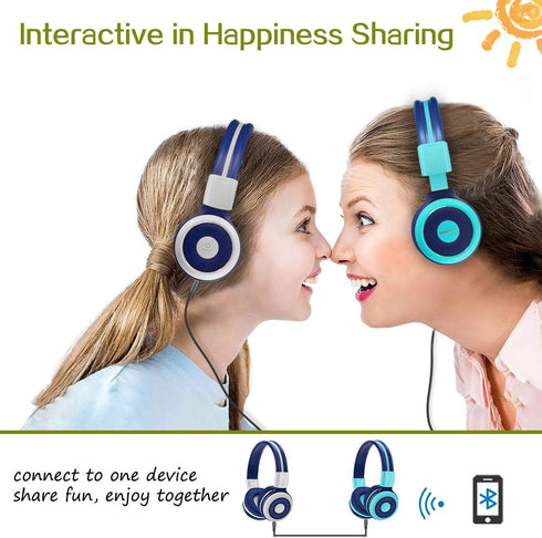 SIMOLIO Kids Bluetooth Headphones, Built-in Microphone, Safe Volume Limited, Foldable, Wireless/Wired for Children