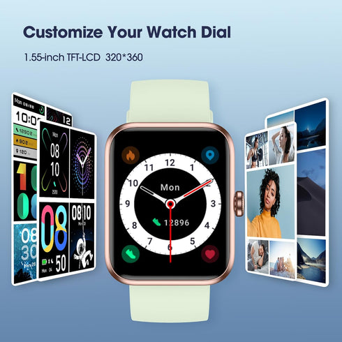 Smart Watch, Fitness Tracker with Heart Rate Monitor, Blood Oxygen, Sleep Tracking, 41mm 5ATM Waterproof for Men Women