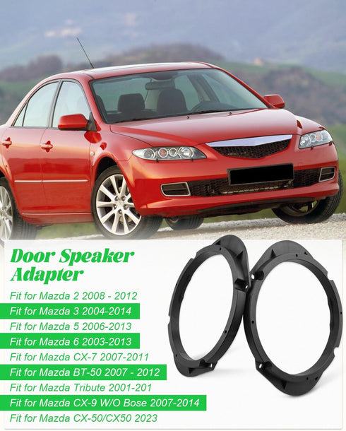 Door Speaker Adapter Spacer 5x7 or 6x8 to 6.5 inch Fit for Mazda 2 3 6 CX-7 BT-50 Tribute CX-9 W/O CX-50/CX50 Front Rear Door Speaker Spacers Bracket