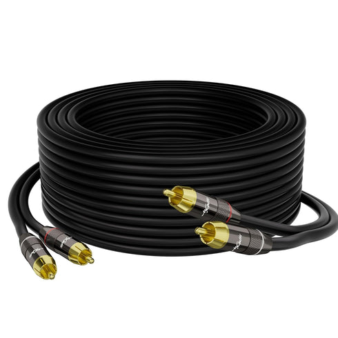 RCA Cable 75 FT, 2RCA to 2RCA Stereo Audio Cable, Zinc Alloy Shells, Oxygen-Free Copper, Gold-Plated Plugs for Home