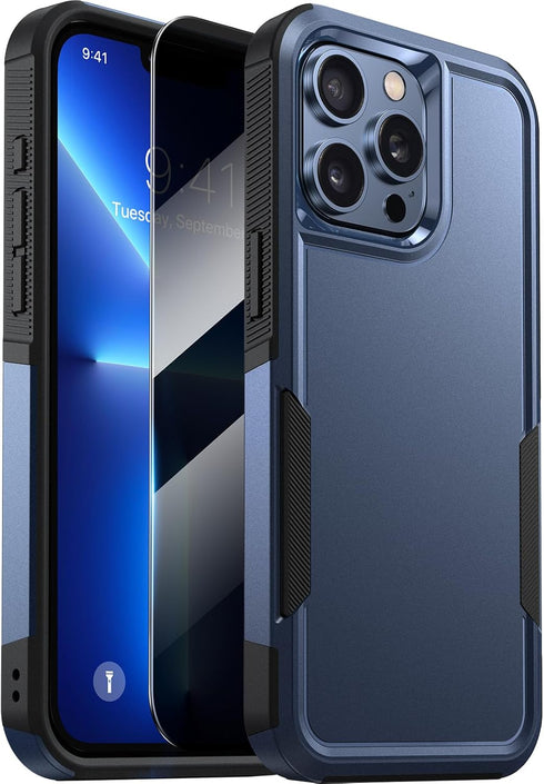 Diaclara iPhone 13 Pro Max Case, Heavy Duty with Privacy Screen Protector, Anti Spy, Dark Blue