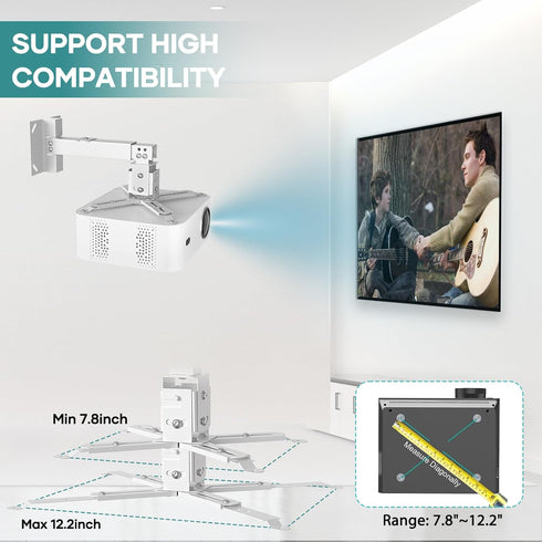 HISUNSING 3-in-1 44lb, Projector Ceiling Mount with Extension Pole, Wall Projector Mount Height Adjustable, Bracket