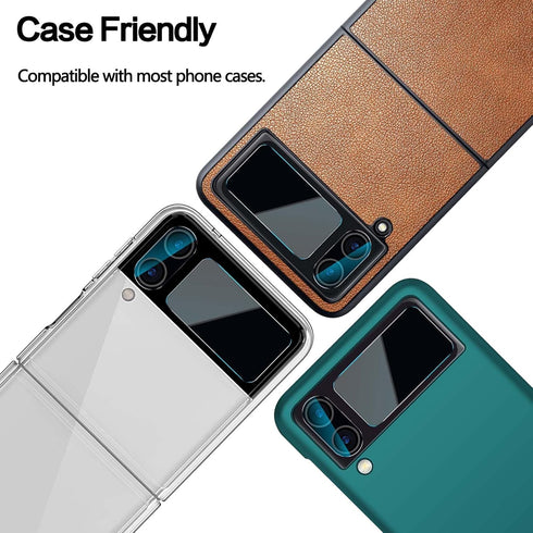 YWXTW 2 Pack Samsung Galaxy Z Flip 4 Front Screen Protector and 2 Pack Camera Lens Protector, HD Clear, Anti-Scratch