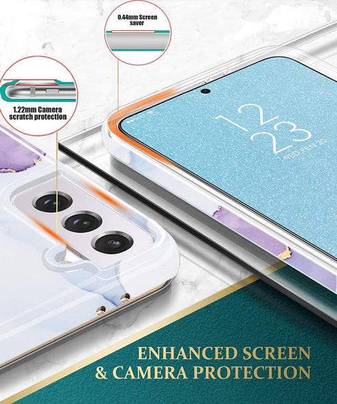 luolnh Galaxy S21 Case, Samsung Galaxy S21 Shockproof Soft Silicone Rubber TPU Bumper Cover for Girls (Abstract Purple