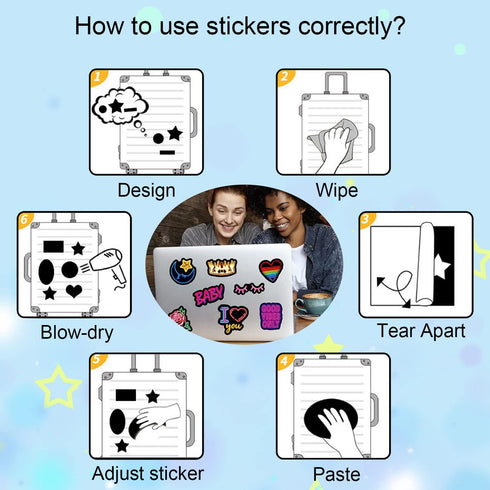 Dslalaly 51 PCS Reusable Cartoon Building Block Stickers - Waterproof Decals for Water Bottles, Laptops & Scrapbooking